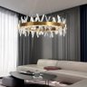 Lustre de cristal dourado moderno, luminária com design redondo para sala de jantar - dia 80cm - 3 C - 4