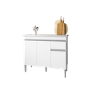 Ver imagem 2 de Balcão de Cozinha para Pia 120cm 3 Portas 1 Gaveta sem Tampo Tatiane MDP Branco Multiuso Lavanderia