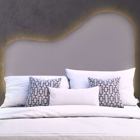 Cabeceira Led Orgânica 160cm Casal Queen Painél para Cama Box Bouclé Serena