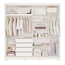 Ver imagem 3 de Guarda-Roupa Casal 229cm MDF 2 Portas de Correr com Pés e 2 Espelhos Talin Branco