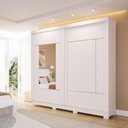Ver imagem 1 de Guarda-Roupa Casal 229cm MDF 2 Portas de Correr com Pés e 2 Espelhos Talin Branco