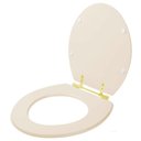 Ver imagem 2 de Assento Sanitário Laqueado Convencional Oval Bege Claro - Ferragem Dourada