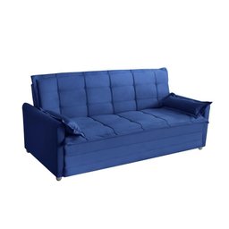 Sofá Cama 2,00m 3 Lugares Suede Vienna Azul - 3