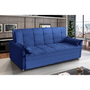 Sofá Cama 2,00m 3 Lugares Suede Vienna Azul