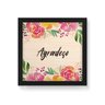 Quadro Decorativo em Madeira Floral Agradeço - 30x30cm (Moldura caixa em laca preta) - Arte Maníacos - 1