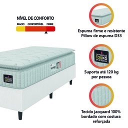 Cama Box Solteiro Colchão Espuma D33 Pillow Top Van Gogh 88x188x62cm Hellen - 5