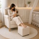 Ver imagem 7 de Poltrona de Amamentação e Descanso com Puff para Quarto de Bebê Bege