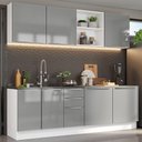 Ver imagem 1 de Armário de Cozinha Completa 240cm Branco/cinza Branco/cinza