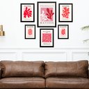 Ver imagem 1 de Kit Composição 6 Quadros Vermelho e Rosa Matisse - Corais:moldura Preta