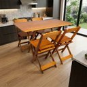 Ver imagem 3 de Kit Mesa 120x70 Dobrável em Madeira Maciça com 4 Cadeiras