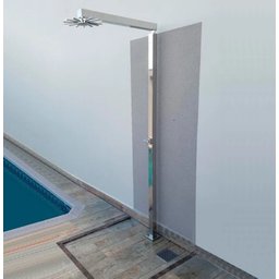 Ducha de Piso 30cm Quadrada Inox 304 para Piscina ou Sauna "L" Tubo Quadrado - 1