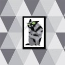 Ver imagem 1 de Quadro Decorativo Gato Desconfiado 24x18cm - com vidro:Madeira preta