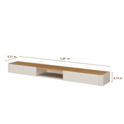 Nicho Aros para Parede Suspenso 180cm 2 Gavetas Espaço para Dvd - Mavaular: Off White/naturalle - 2
