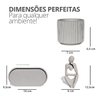 Conjunto Decorativo 3 Peças Estátua Pensadora Vaso Contemporâneo e Bandeja Cinza - 2