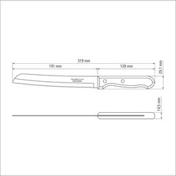 Faca para Pão Tramontina Dynamic com Lâmina de Aço Inox e Cabo de Madeira Natural 8" Tramontina - 8