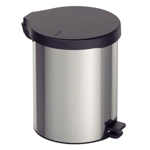 Lixeira com Pedal Tramontina New 12l Inox Polido Tampa Preta Escritório Cozinha Banheiro