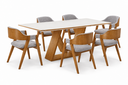 Ver imagem 2 de Sala de Jantar 6 Cadeiras Mesa 2,20x1,10 Europa - Imperial:Linho Cinza