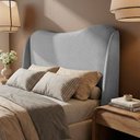 Ver imagem 2 de Cabeceira Orgânica para Cama Box Casal Padrão Luma 140cm Chenille Bouclê Prata - Abmaza