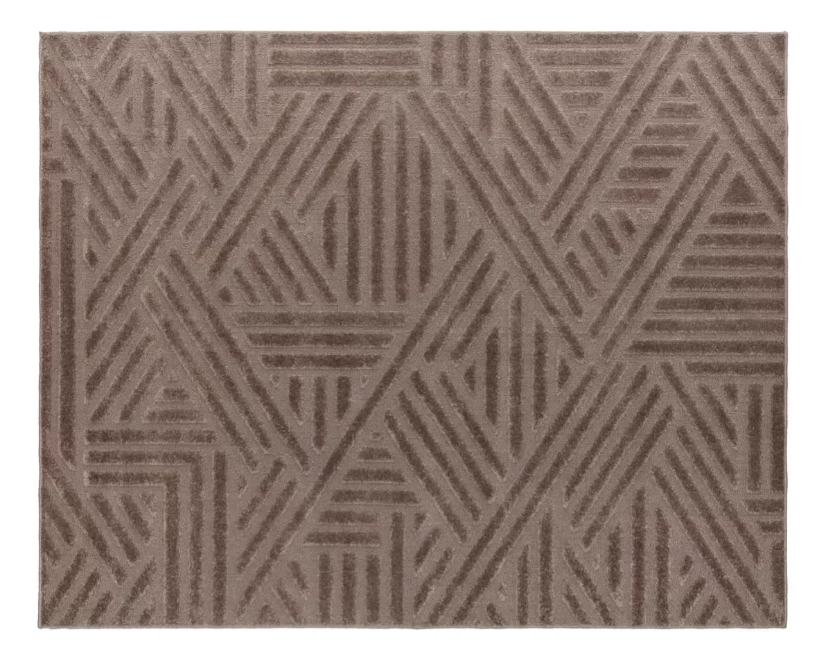 Ver imagem 2 de Tapete Sala Alto Relevo Realce Trama Taupe Marrom 150x200 Cm 1,5x2m