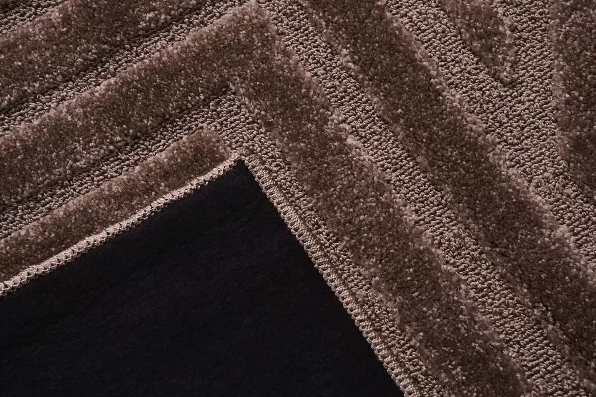 Ver imagem 4 de Tapete Sala Alto Relevo Realce Trama Taupe Marrom 150x200 Cm 1,5x2m