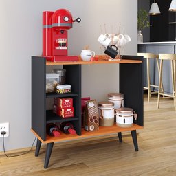 Aparador Buffet Maria Cantinho Café Nicho Decoração Cozinha Sala Jantar Organizador - Preto/cinamomo - 2