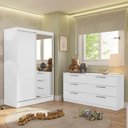 Ver imagem 1 de Kit Guarda-roupa Infantil Max 2 Portas de Correr com Espelho + Cômoda Branco Madesa Branco
