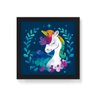 Quadro Decorativo Unicórnio Aquarela - 30x30cm (Moldura caixa em laca preta) - Arte Maníacos - 1