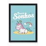 Quadro Decorativo Unicórinio Doces Sonhos - 23x16,25cm (Moldura em laca preta) - Arte Maníacos - 1