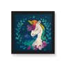Quadro Decorativo em Madeira Unicórnio Aquarela - 30x30cm (Moldura caixa em laca preta) - Arte Manía - 1