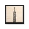 Quadro Decorativo em Madeira Big Ben Linhas - 30x30cm (Moldura caixa em laca preta) - Arte Maníacos - 1