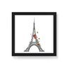 Quadro Decorativo Torre Eiffel Flores e Borboletas - 30x30cm (Moldura caixa em laca preta) - Arte Ma - 1