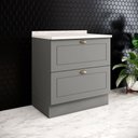 Ver imagem 1 de Balcão de Cozinha 80 cm Americana 2 Gavetas com Tampo 100% MDF Cinza/Calcare - Henn
