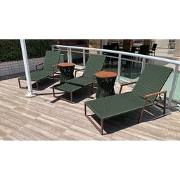 Espreguiçadeira de Piscina Perpétua em Corda Náutica com Braços em Aluminio e Madeira - 2