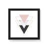 Quadro Decorativo Triangulos Para Baixo Rosa - 50x50cm (Moldura caixa em laca preta) - Arte Maníacos - 1