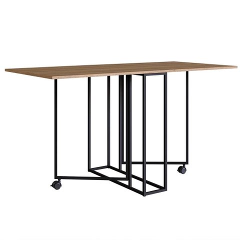 Mesa Escrivaninha 142cm Dobrável com Rodízios Naomi Mel Z54 - Mpozenato