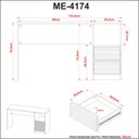 Ver imagem 4 de Escrivaninha em Ripado com Gaveteiro Me4174 Branco Tecnomobili Cor: Amêndoa