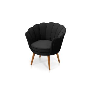 Poltrona Pétala Sued Preto Pés Palito - Kimi Design