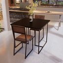 Ver imagem 5 de Conjunto Mesa de Jantar Quadrada Preta 2 Cadeiras Riviera Industrial Don Castro Decor Riviera