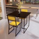 Ver imagem 3 de Conjunto Mesa de Jantar Quadrada Preta 2 Cadeiras Riviera Industrial Don Castro Decor Riviera