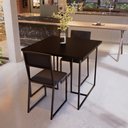 Ver imagem 1 de Conjunto Mesa de Jantar Quadrada Preta 2 Cadeiras Riviera Industrial Don Castro Decor Riviera