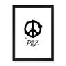 Quadro Decorativo Paz Fundo Branco - 23x16,25cm (Moldura em laca preta) - Arte Maníacos - 1
