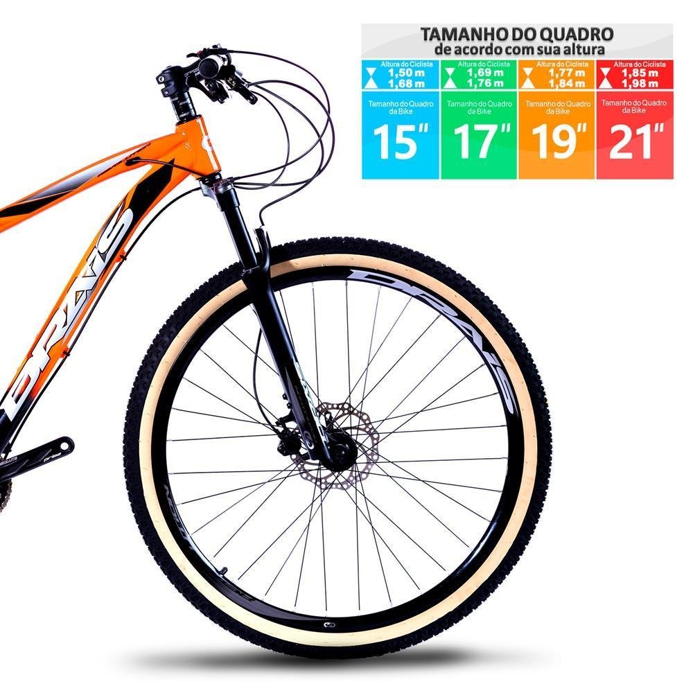 Bicicleta 12 Velocidade Drais Aro 29 Deore Trava Guidão 19" Laranja/Preto - 319 - 5