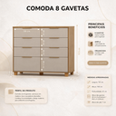 Ver imagem 3 de Cômoda Luxo Doha Infinity 8 Gavetas Telescópica Madeira Design Moderno Puxadores Dourados Quarto Ele