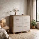 Ver imagem 5 de Cômoda Luxo Doha Infinity 8 Gavetas Telescópica Madeira Design Moderno Puxadores Dourados Quarto Ele