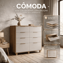Ver imagem 2 de Cômoda Luxo Doha Infinity 8 Gavetas Telescópica Madeira Design Moderno Puxadores Dourados Quarto Ele