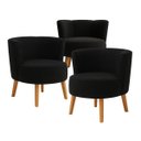 Ver imagem 1 de Conjunto 3 Cadeiras Estofada para Sala de Espera Comercial Elegante Reforçado Pés de Madeira