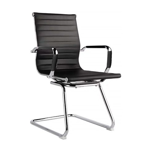 Cadeira Escritório Secretária Pés Fixos Esteirinha Executiva Preta