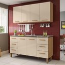 Ver imagem 1 de Armário de Cozinha com Balcão Belém 2 Portas 6 Gavetas Amêndoa Off