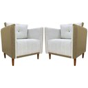 Ver imagem 1 de Kit 2 Poltronas Decorativa para Sala Recepção Consultório Aviv Luxo Corino e Linho