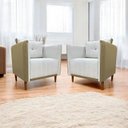 Ver imagem 2 de Kit 2 Poltronas Decorativa para Sala Recepção Consultório Aviv Luxo Corino e Linho
